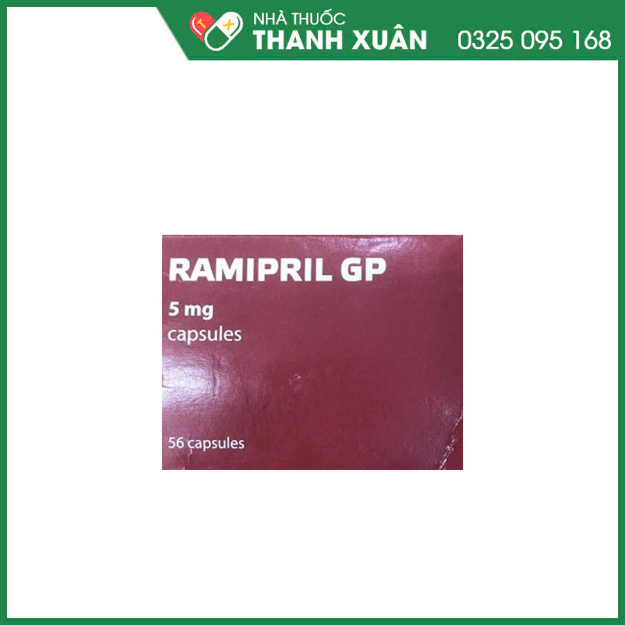 Ramipril GP 5mg thuốc điều trị tăng huyết áp, suy tim sung huyết, dự phòng tai biến tim mạch, bệnh thận do đái tháo đường